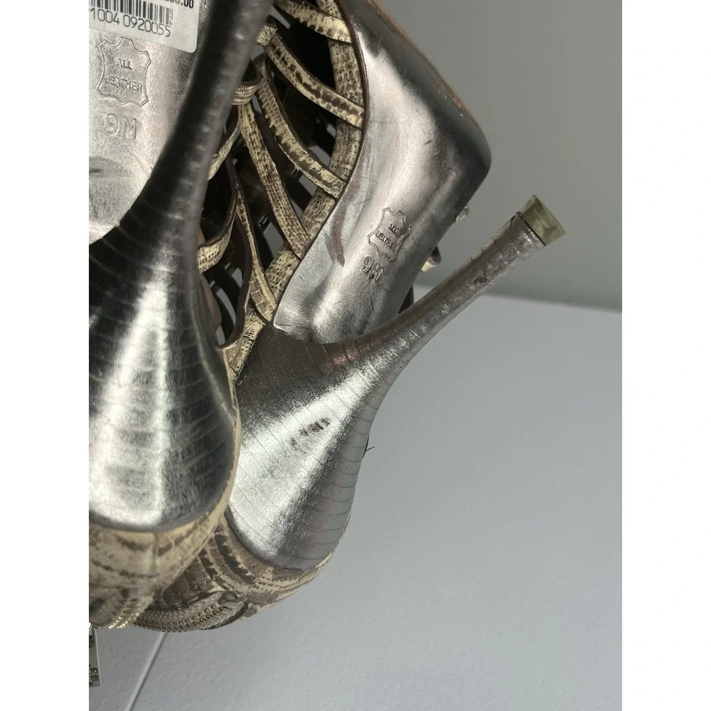 Tory Burch Cuba‎ Caged Strappy Snake Print Leather Stiletto Heels Sz 9 M